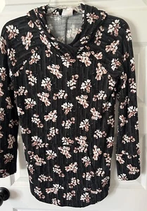 New NWT Lularoe Lightweight Amber Hoodie Black Floral Size Small S - Picture 1 of 3
