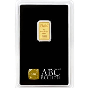 1 gram 999.9 Fine Gold ABC Bullion Minted Tablet Ingot Bar Sealed & Certified - Picture 1 of 5
