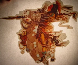 NATIVE WARRIOR VINTAGE 1970's AMERICANA IRON ON TRANSFER -NICE, B-16 - Picture 1 of 3