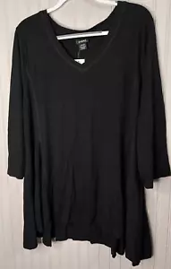 Evans Womens TOP 26 28 Black Sleek V-Neck Timeless Sexy Elegant Easy Care NEW - Picture 1 of 11