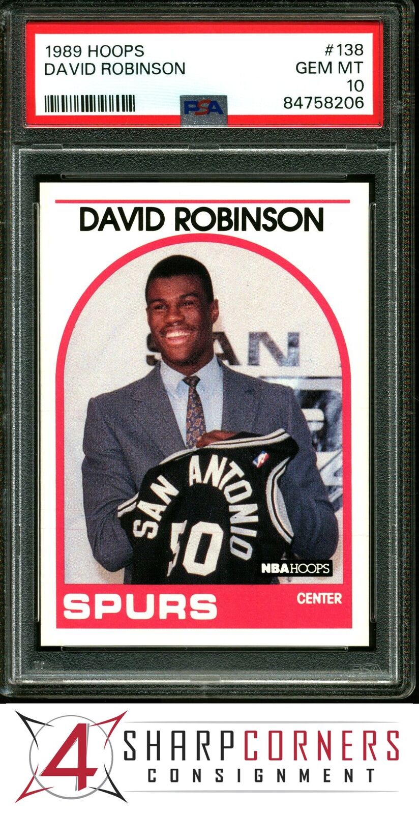 1989 HOOPS #138 DAVID ROBINSON RC SPURS HOF PSA 10