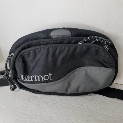 Marmot Waist Pack Multi Pocket Bag Lumbar Fanny Pack Bag Small Black Two Zip - Image 1 of 4