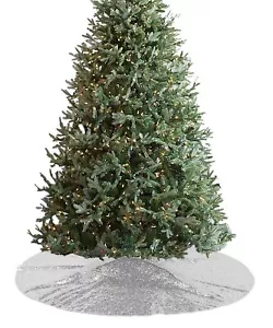Silver Christmas Tree Skirt 48 Inches Sequin Tree Skirt Xmas Tree Mat Glitter... - Picture 1 of 7