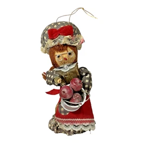 Vintage Kurt Adler 1977 Corn Husk Christmas Ornament Apron Glasses Baker Apples - Picture 1 of 24