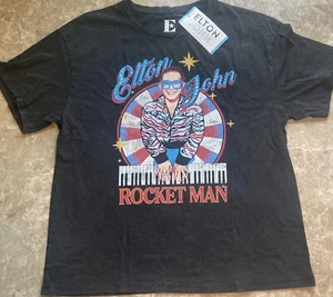 Elton John Rocket Man Ladie's T-Shirt Large L Rhinestones bling - Picture 1 of 8