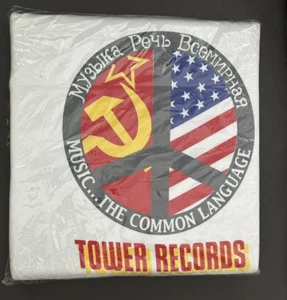 Soviet Union PEACE VINTAGE 1988 T-shirt XL TOWER RECORDS San Francisco, Ca - Picture 1 of 5