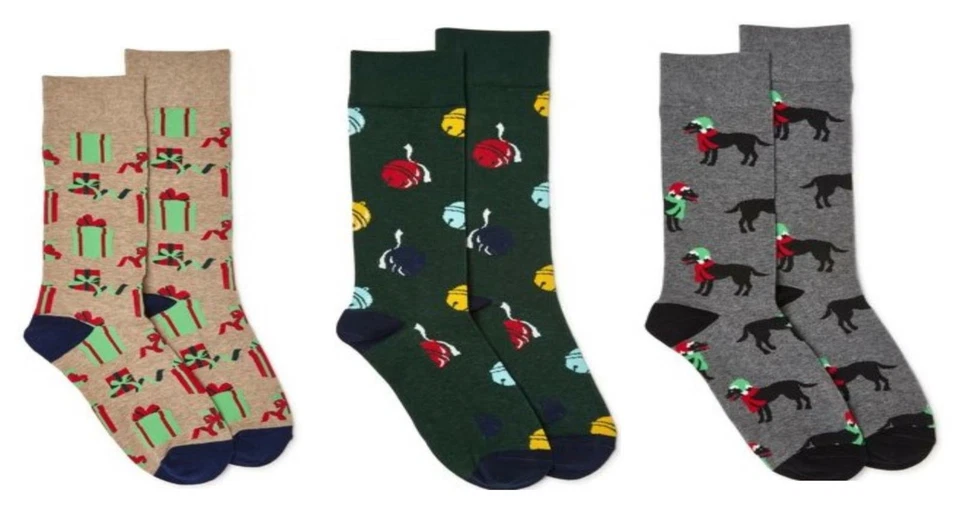 Calcetines Navidad Crew Regalo, Perro Novedad Pack de 3 Unisex Vacaciones 6-12 Foto 1 de 1