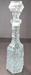 Vintage Clear Cut Glass Decanter W/ Stopper Diamond Hobnail Hexagon 6 Sided GUC - Picture 1 of 12