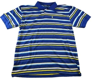 POLO RALPH LAUREN POCKET POLO SHIRT MENS LARGE BLUE YELLOW STRIPED - Picture 1 of 9