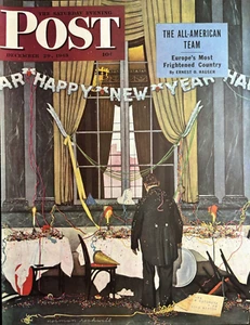 1945 Norman Rockwell SEP Happy New Year Original Magazine Cover Only! - Picture 1 of 1