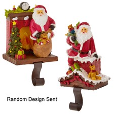 Christmas Santa Stocking Hanger Holder Fireplace Mantle Hooks Decorations
