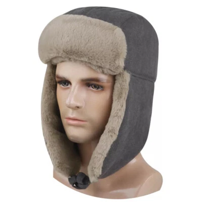 Unisex Invierno Cálido Piel Forro Sombrero con Orejeras A Prueba de Viento Caza Nieve Esquí Sombrero Foto 1 de 4