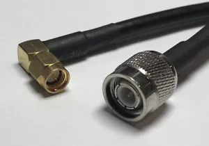 Cable coaxial TNC macho a macho ángulo RG58 50 ohmios cable coaxial ELIGE TU LONGITUD EE. UU. - Imagen 1 de 3