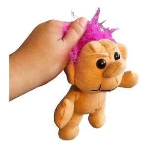 1991 Troll-kins Trolls Plush Neon Pink Hair Vintage Collectible 90s Plush - Picture 1 of 4