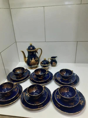 Service, Kobaltblau, viel Gold, 6 Personen, 21 Teile, Bareuther Waldsassen - Bild 1 von 4