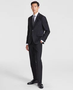 Hugo Boss Men's Black Wool Modern 2-Piece Jacket & Pants Suit Size 42L $595 - Picture 1 of 6