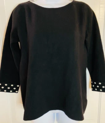 Suéter CYNTHIA ROWLEY Negro con Puños de Lunares Grueso, Suave Talla S Foto 1 de 4