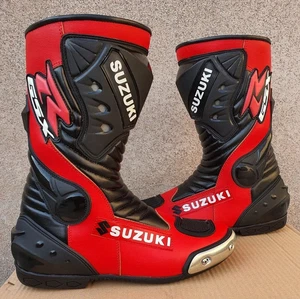 Suzuki GSXR Sports Motorbike leather Boots Riding Motorcycle CE Racing Shoes - Bild 1 von 2