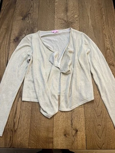Lilly Pulitzer Open Front Sweater Tan/Gold Metallic, Women's Large - Picture 1 of 9