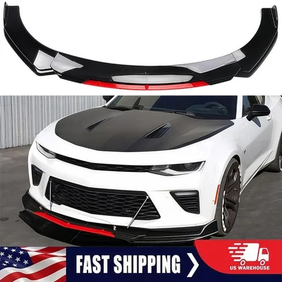 Parachoques delantero divisor alerón labial negro brillante + rojo para Chevrolet Camaro UNIVERSAL Foto 1 de 4