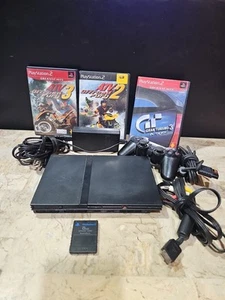 Sony PlayStation 2 PS2 Slim Console SCPH-75001 Bundle Memory Card 3 Games Tested - Picture 1 of 8