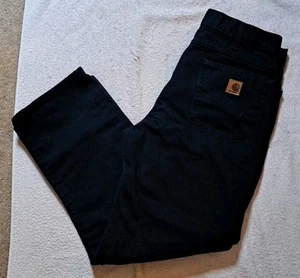 Carhartt B161 BLK Vintage Y2K Black Denim Carpenter Jeans Leather Tab 34x30 - Picture 1 of 11