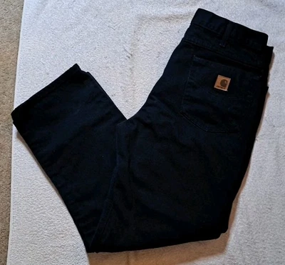 Jeans Carhartt B161 BLK Vintage Y2K Negro Denim Carpintero Cuero Pestaña 34x30 Foto 1 de 4