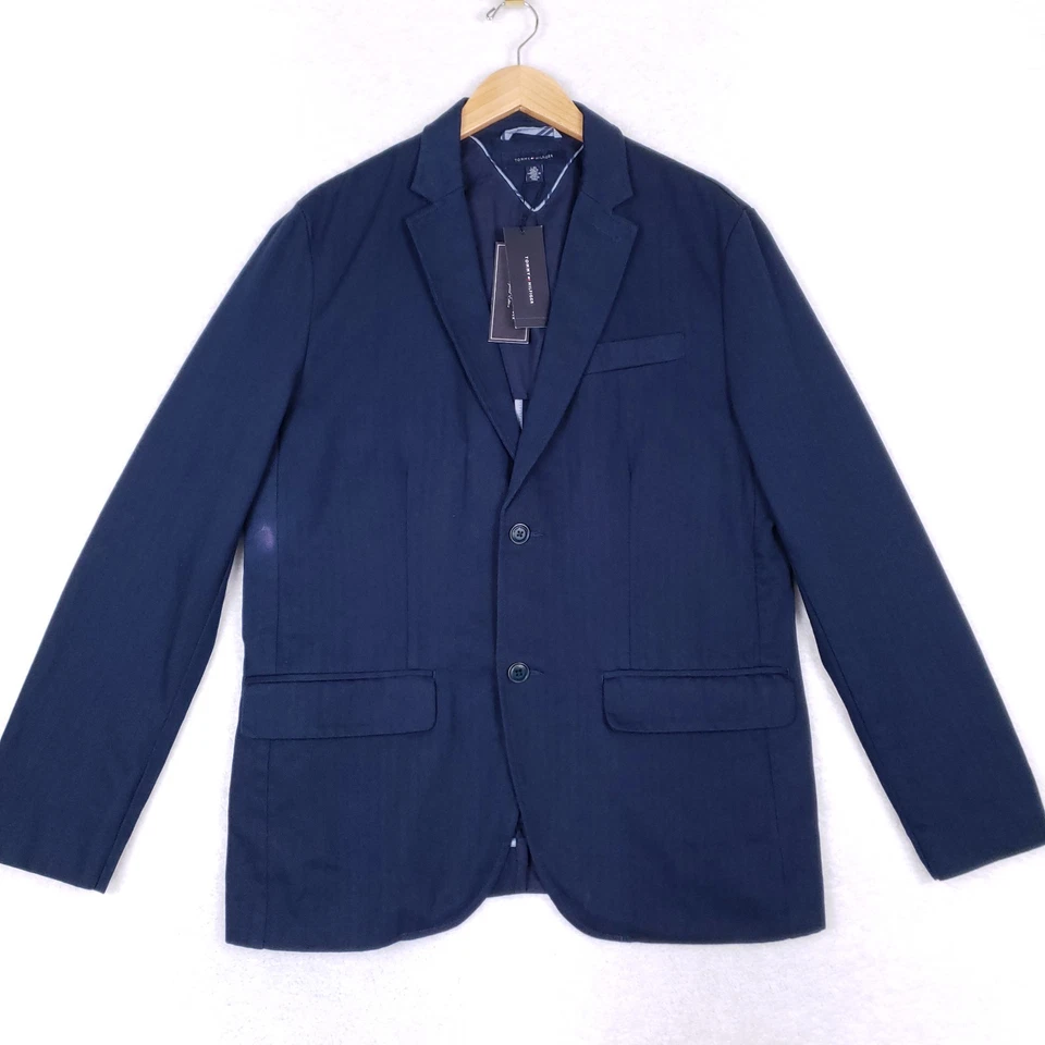 Chaqueta Blazer Tommy Hilfiger Azul Marino Para Hombre Talla Grande Calce Clásico Estilo Preppy Foto 1 de 4