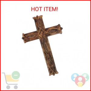 STORE INDYA Holz Wand Kreuz Plakette hängend mit keltischen Handschnitzereien religiös - Bild 1 von 2