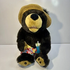 Florida Beach Bears Brown Teddy Drink Papa Vintage Plush 13" Drink Toy Lovey - Picture 1 of 11