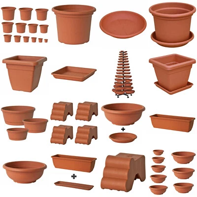 EURO3PLAST Blumentopf Schalen Untersetzer Blumenkasten Kübel Blumenschale Farbe terrakotta