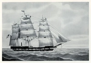 The MASSACHUSETTS American Packet Ship tall ships, 1925 vintage nautical print - Picture 1 of 3