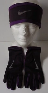 Nike Dri-Fit Headband & Gloves Set 2.0 Women Port Wine/Night Purple/Silver M/L - Picture 1 of 7