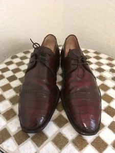 ITALIAN VINTAGE ROSSINI LACE UP OXFORD GATOR TIP SHOES 7.5 D - Picture 1 of 8