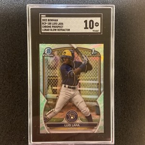 2023 Bowman BCP-100 Luis Lara 1st Chrome Lunar Glow Refractor SGC 10 Gem Mint 🔥
