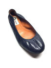 LANVIN Navy-Blue Textured Leather Elastic Edge Ballet Flats Sz36