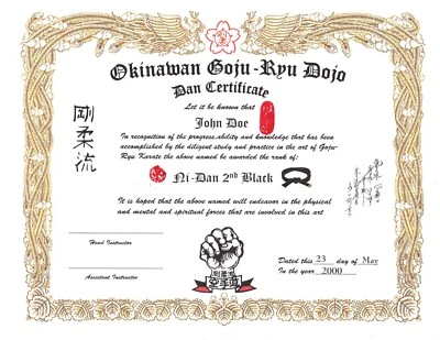 Goju-Ryu Karate Custom 11x14 Rank certificate - Image 1 of 2