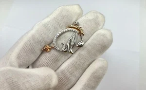 1Ct Round Cut Simulated Diamond Women's Eeyore Pendant 14K Two Tone Gold Plated - Picture 1 of 5