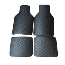 Set of 4 Black Carpet Car Floor Mats Protector Driver Passenger Utility Pads