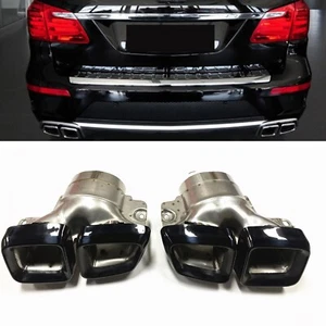 For 2012 2013-2016 Mercedes-Benz ML W166 GL63 AMG X166 2PCS Black Exhaust Pipe - Picture 1 of 7
