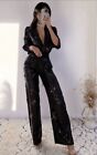 BNWT Zara Black Embroidered Trousers With Sequins & Shirt Co Ord Set Size S