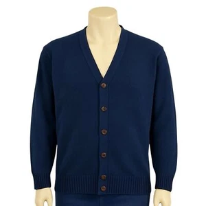L.L. Bean Men’s XXL Tall Navy Cotton Cardigan Sweater – Mr. Rogers Kurt Cobain - Picture 1 of 8
