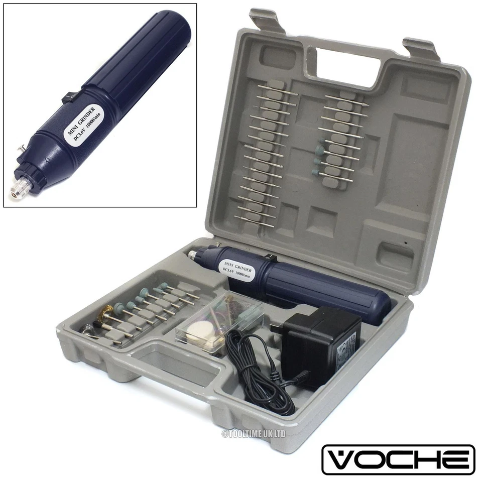 VOCHE CORDLESS RECHARGEABLE MINI ROTARY DRILL HOBBY TOOL 100 ACCESSORIES + CASE