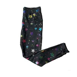 NWOT Girls L 10-12 Athletic Works Black Rainbow Foil Star Ankle Leggings - Picture 1 of 4