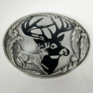 Vintage Siskiyou Buckle Co Metal Belt Buckle Elk Deer Silhouette Ashland Oregon - Picture 1 of 16
