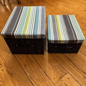 2 Collapsible Fabric Storage Bins Large/Medium Car Home Organizer Boxes Baskets - Picture 1 of 7
