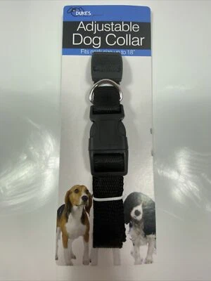 Collar de perro ajustable Duke's para cuello negro pequeño a mediano tamaño hasta 18" Foto 1 de 4