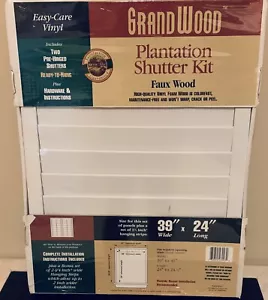 Plantation Shutter Kit, Faux Wood, White, 39”W x 24"L, 689825230030 - Picture 1 of 7