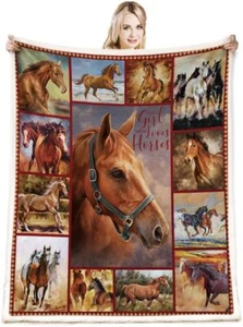 Horse Blanket,Horse Gifts for Girls Throw Women 50X60 - Picture 1 of 7