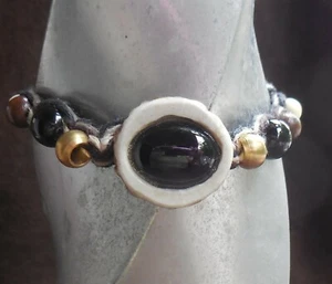 Onyx Elk Antler Adjustable Hemp Bracelet Anklet OOAK Jewelry w/ Gemstone Beads - Picture 1 of 9
